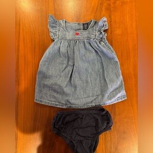 GAP Baby Denim Dress with Red Heart & Navy Diaper Cover